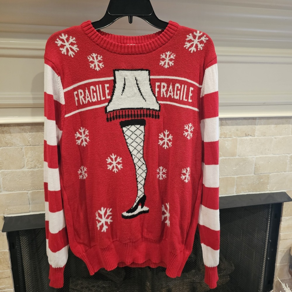 A Chrismas Story Red Sweater Leg Lamp Medium Ugly Sweater